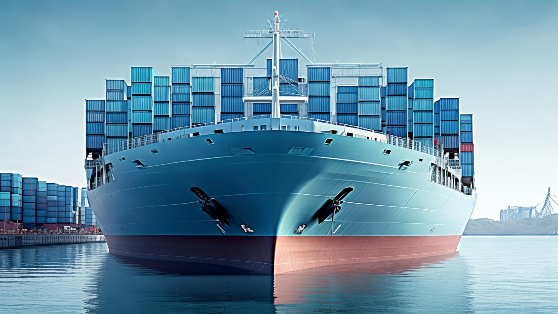 大型货轮停靠港口